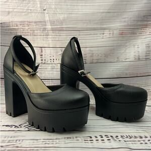 McKoine MaryJane Platform Shoes Women EUR 38 US 7.5 Chunky Heel Ankle Black NWOB